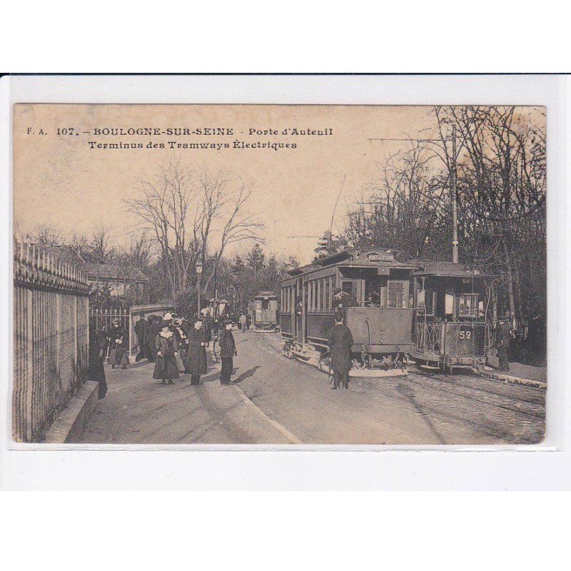 BOULOGNE-sur-SEINE: porte d'auteuil, terminus des tramways électrique - état