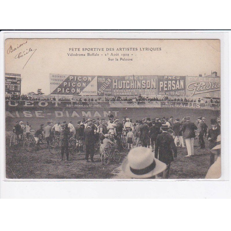 HAUTS-de-SEINE: fête sportive des artistes lyriques, vélodrome buffalo, 23 août 1909, sur la pelouse - état