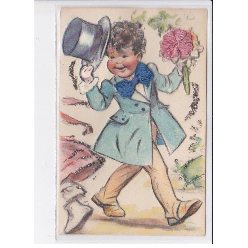 BOURET Germaine : carte postale a systeme - très bon état