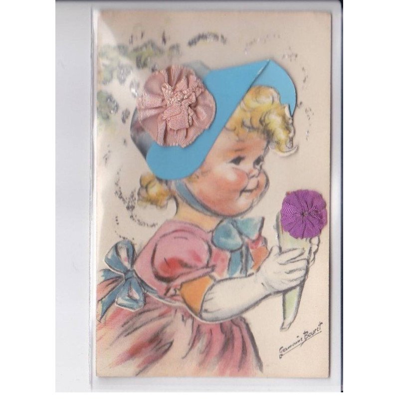 BOURET Germaine : carte postale a systeme - très bon état