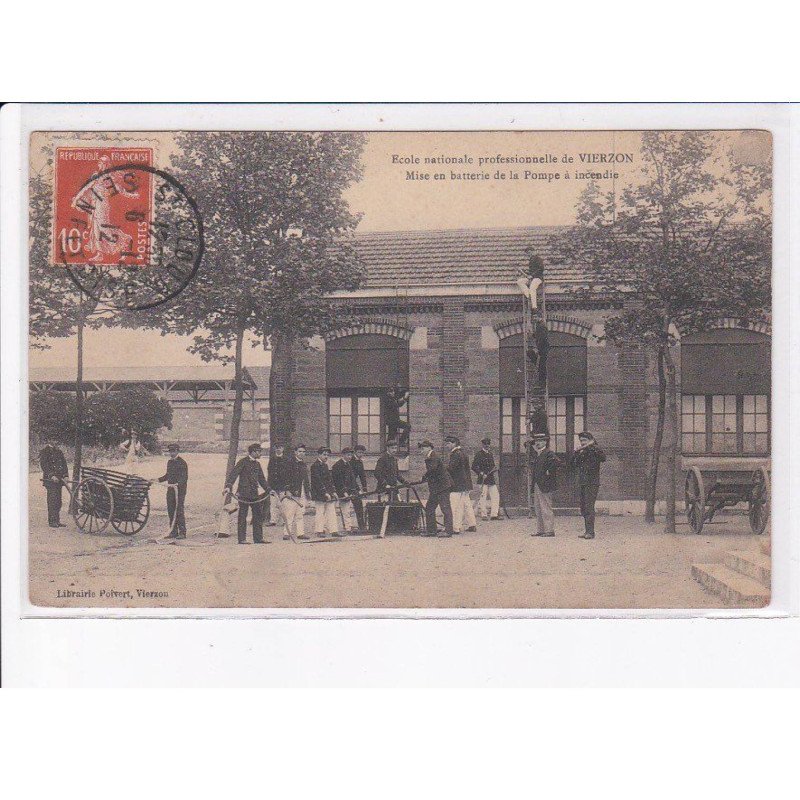 VIERZON: école nationle professionnelle, mise en batterie de la pompe à incendie, pompiers - très bon état