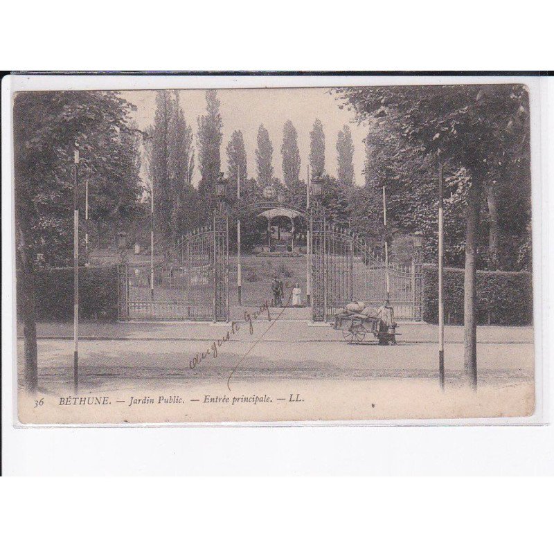 BETHUNE: jardin public, entrée principale, voiture à chien - très bon état