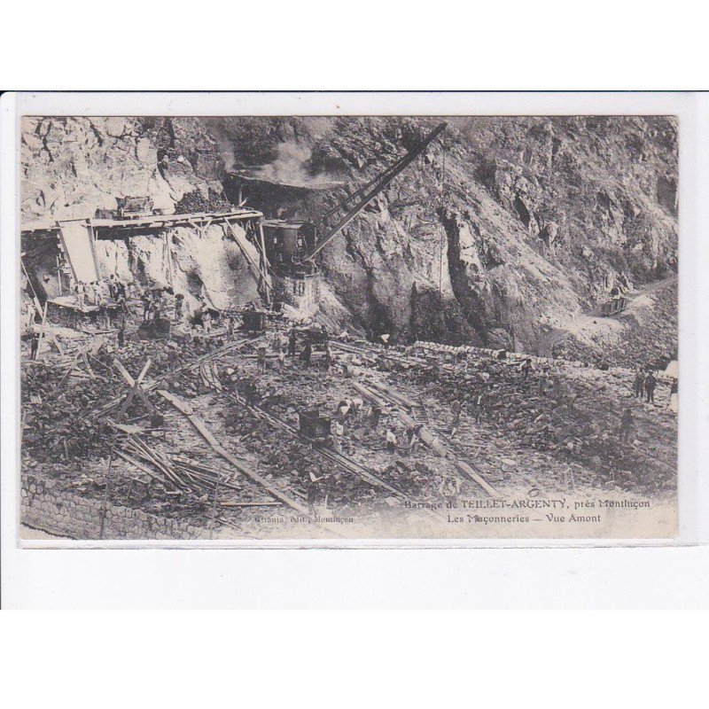 TEILLY-ARGENTY: barrage, les maçonnerie, vue amont - état
