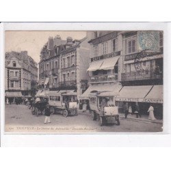 TROUVILLE: la station des automobiles "trouville-honfleur", café tortoni, attelage, autobus - état