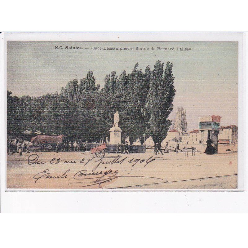 SAINTES: place bassampierre, statue de bernard palissy - très bon état