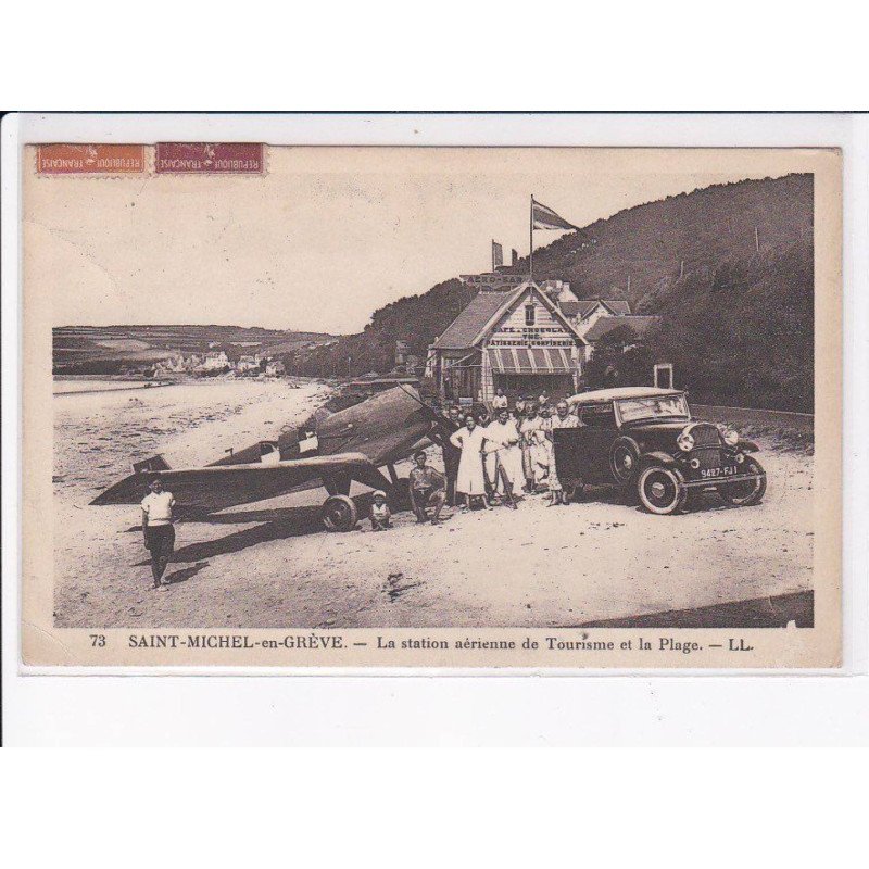 SAINT-MICHEL-en-GREVE: la station aérienne de tourisme et la plage, automobile, aviation - état