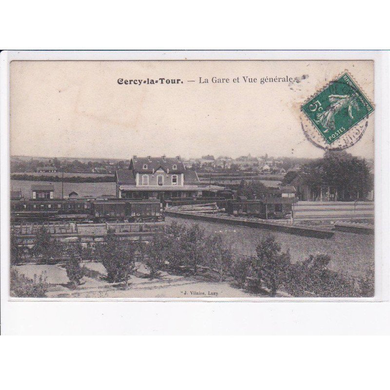 CERCY-la-TOUR: la gare et vue générale - très bon état