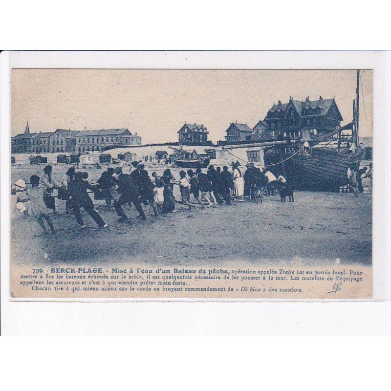 BERCK: mise à l'eau d'un bateau de pêche - très bon état
