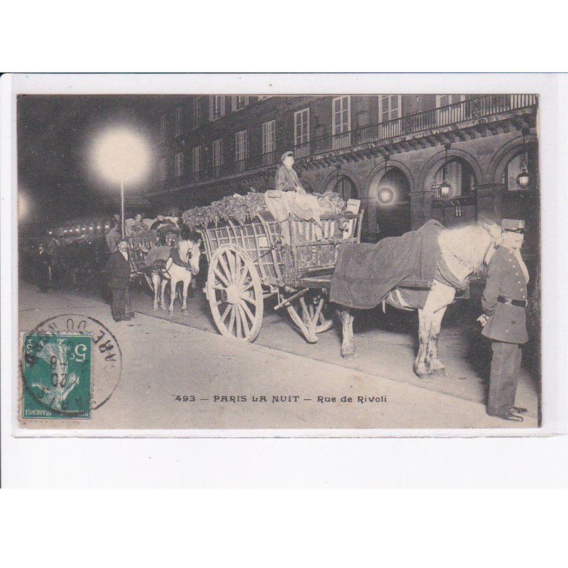 PARIS: 75001, paris la nuit, rue de rivoli, attelage - très bon état