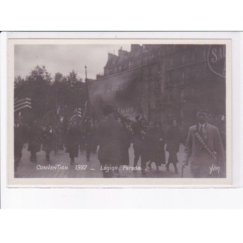 PARIS: convention 1927, légion parade, drapeau américain, armée du salut - très bon état