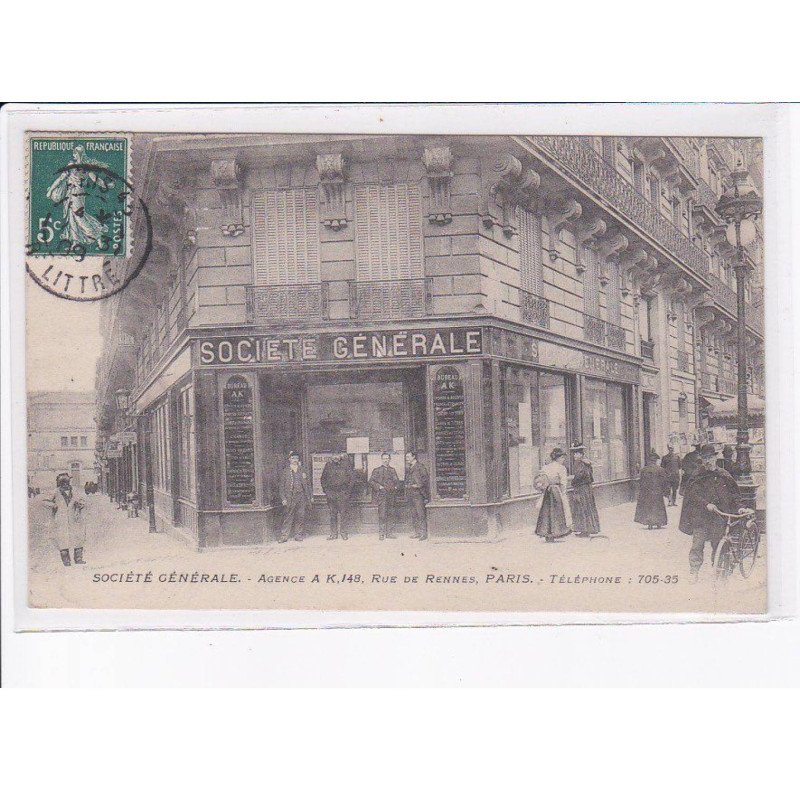 PARIS: 75006, société générale, agence A.K. 148 rue de rennes, banque - très bon état