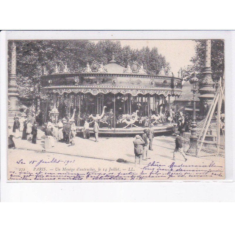 PARIS: un manège d'autruches, le 14 juillet - très bon état