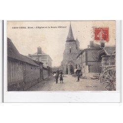 GROS-THIEL : l'eglise et la route d'elbeuf - tres bon etat