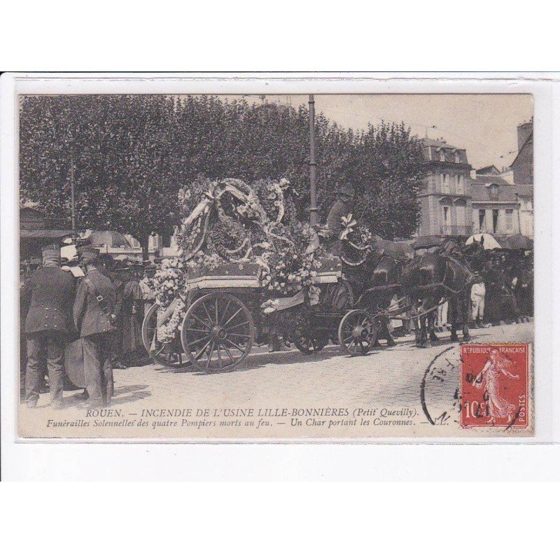 ROUEN: incendie de l'usine lille-bonnières gunérailles solennelles des quatre pompiers morts au feu - très bon état