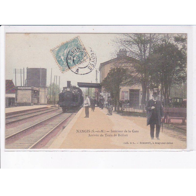 NANGIS: intérieur de la gare, arrivée du train de belfort, train - très bon état