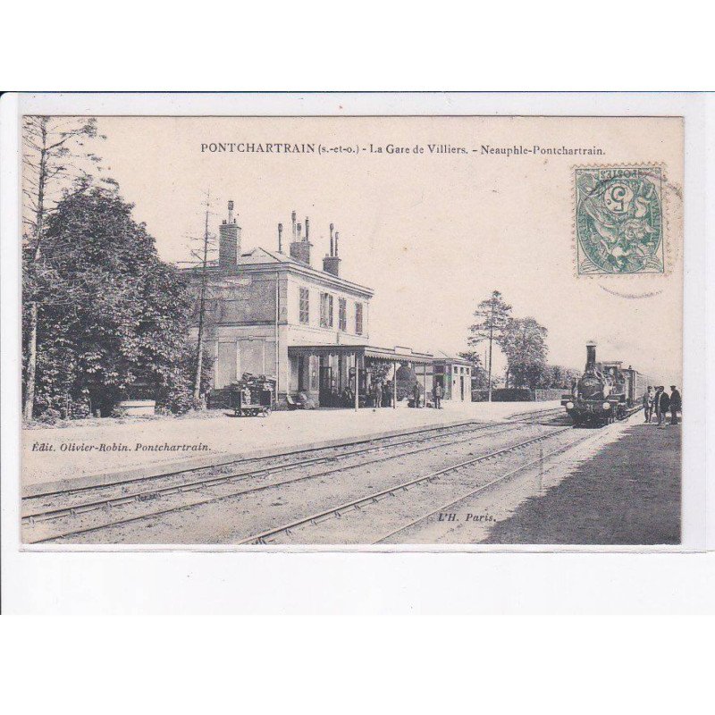 PONTCHARTRAIN: la gare de villiers, neauphle-pontchartrain, train - très bon état