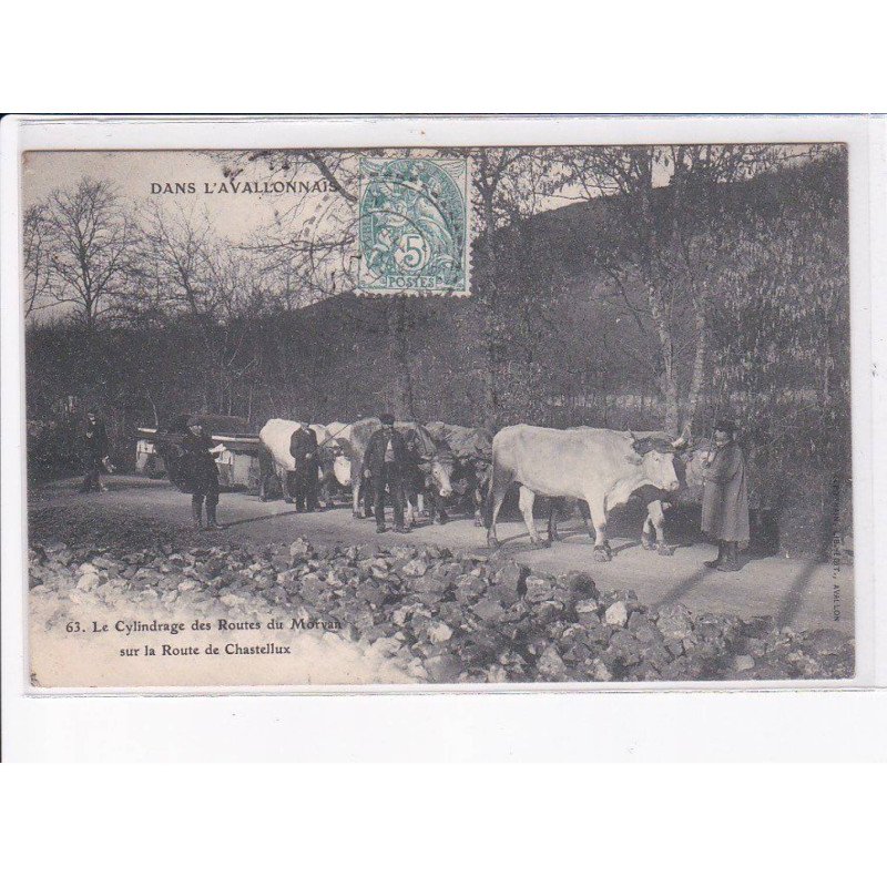 AVALLON: le cylindrage des routes du morvan sur la route de chastellux - très bon état
