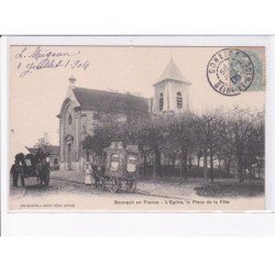BONNEUIL en france: l'église la place de la fête, attelage de livraison l'emeraude - très bon état