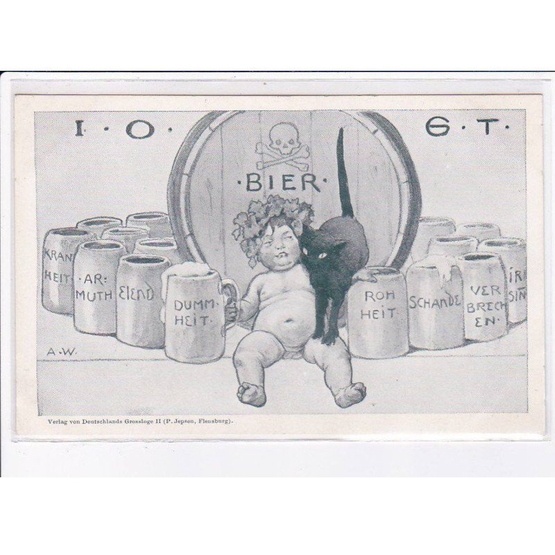 ALCOOL: I.O.G.T. bébé saoul, chat - très bon état