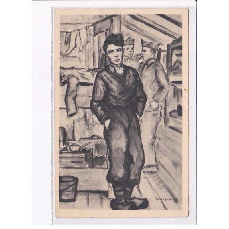 AUNEAU: militaire, voie de la fraternité PAX, dessin - très bon état