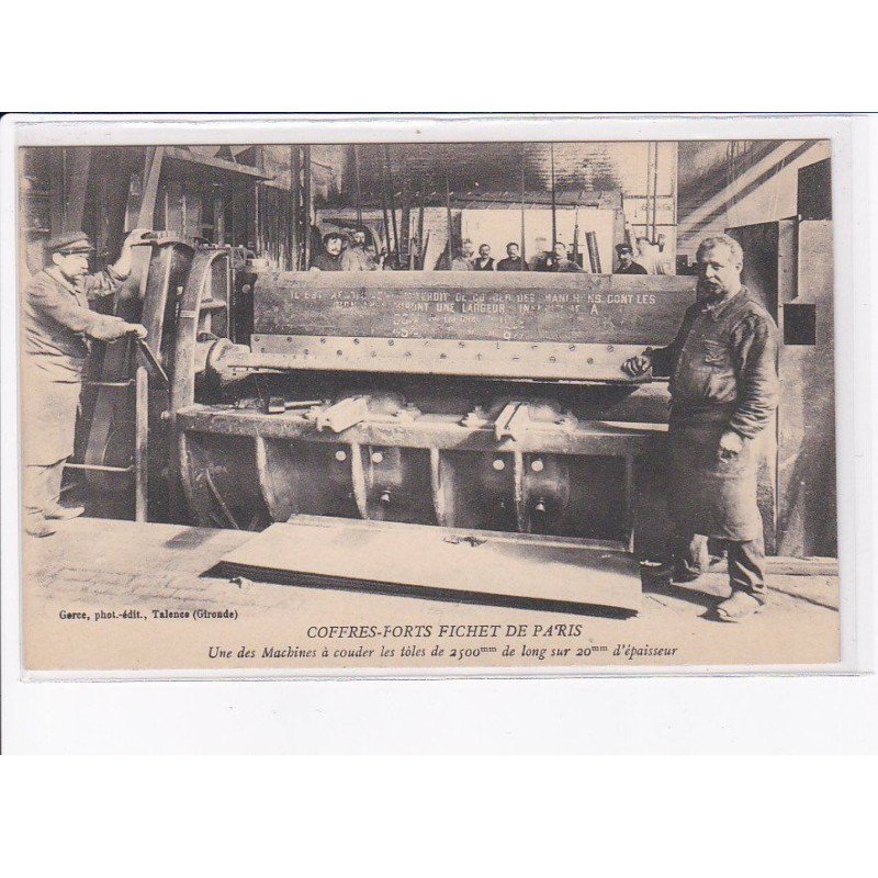 CREIL: coffres-forts fichet de paris, une des machines à couder les tôles de 2500mm de long sur 20mm - très bon état