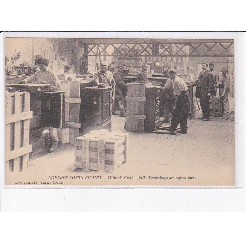 CREIL: coffres-forts fichet de paris, usine, salle d'emballage des coffres-forts - très bon état