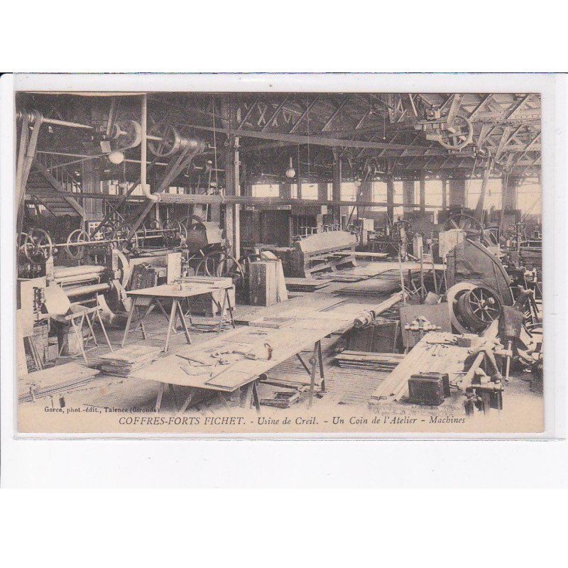 CREIL: coffres-forts fichet de paris, usine, un coin de l'atelier, machines - très bon état