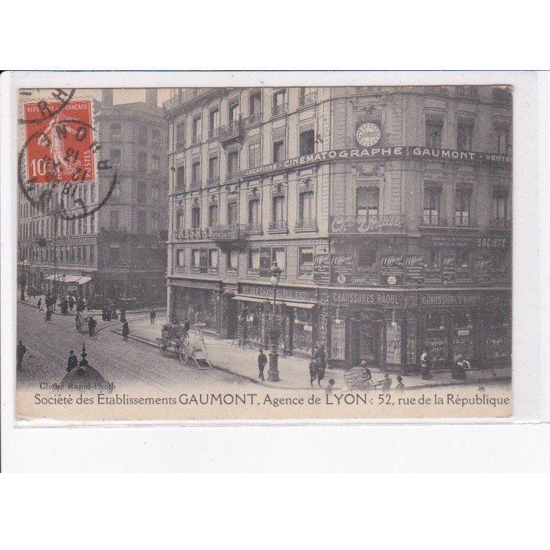 LYON: société des établissments gaumont, agence de lyon, 52 rue de la république, cinéma - très bon état