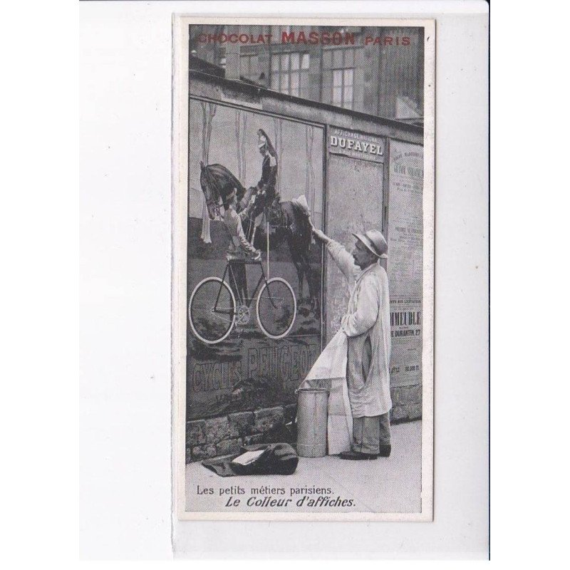 PARIS: les petits métiers parisiens, le colleur d'affiches, dufayel, vélo - très bon état