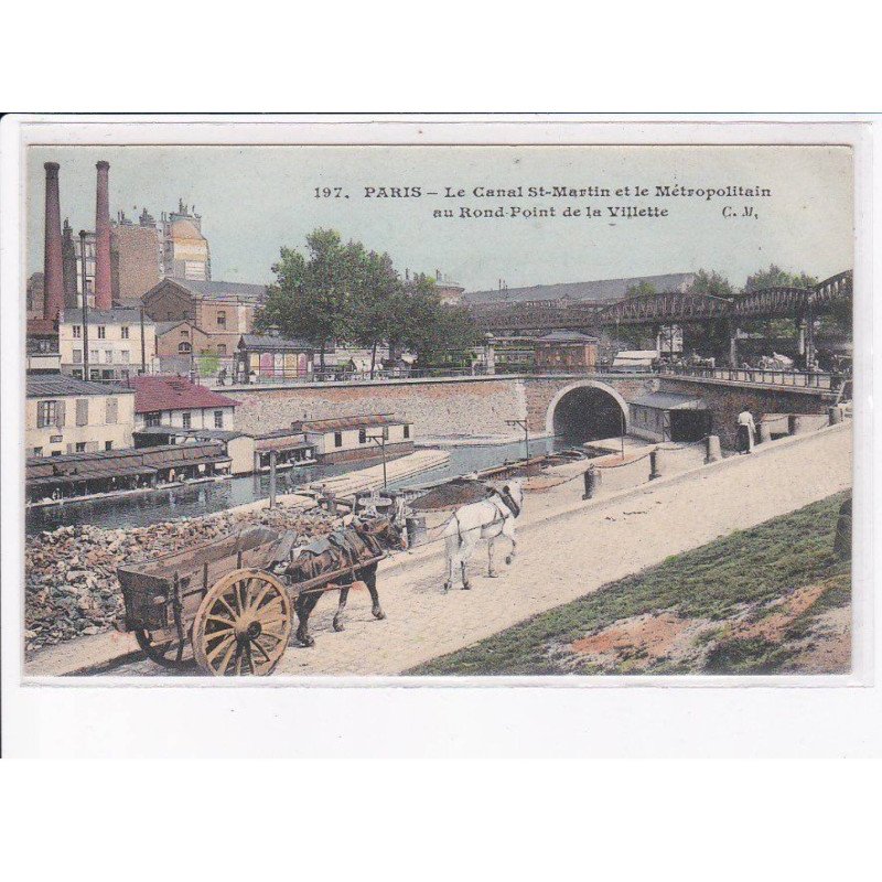 PARIS: 75019 le canal saint-martin et le métropolitain au rond point de la vilette - très bon état