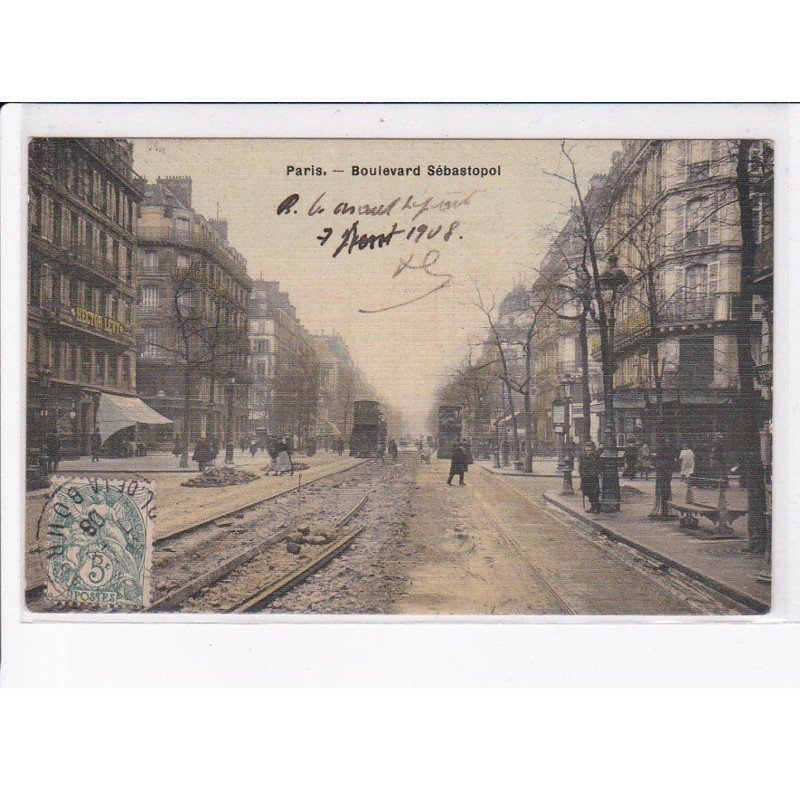 PARIS: 75002 boulevard sébastopol instalation des rails du tramway - très bon état