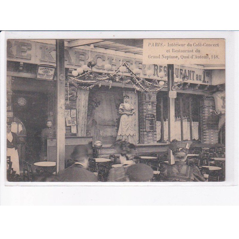 PARIS: intérieur du café-concert et restaurant du grand neptune quai d'auteuil 148, 75016 - très bon état