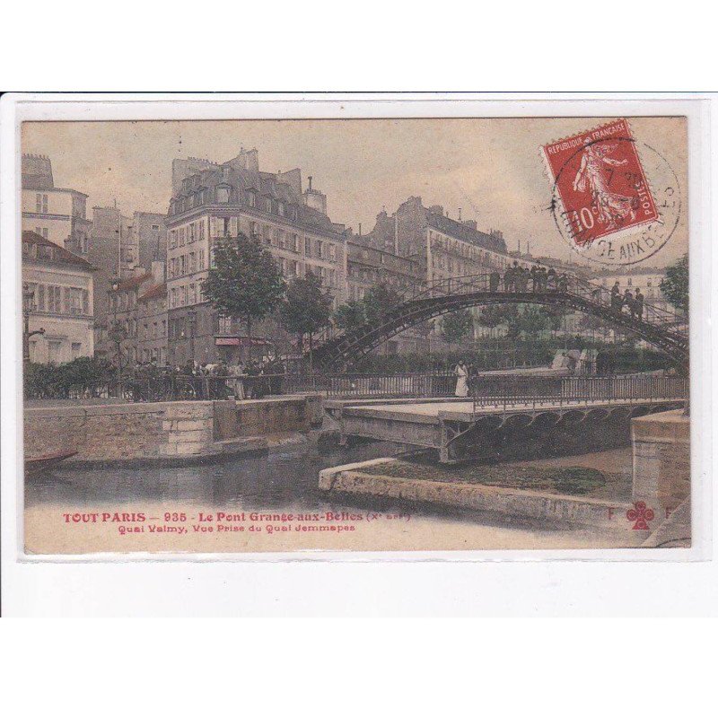 PARIS: 75010 tout paris le pont grange-aux-belles quai valmy vue prise du quai jemmapas - rare en couleur très bon état