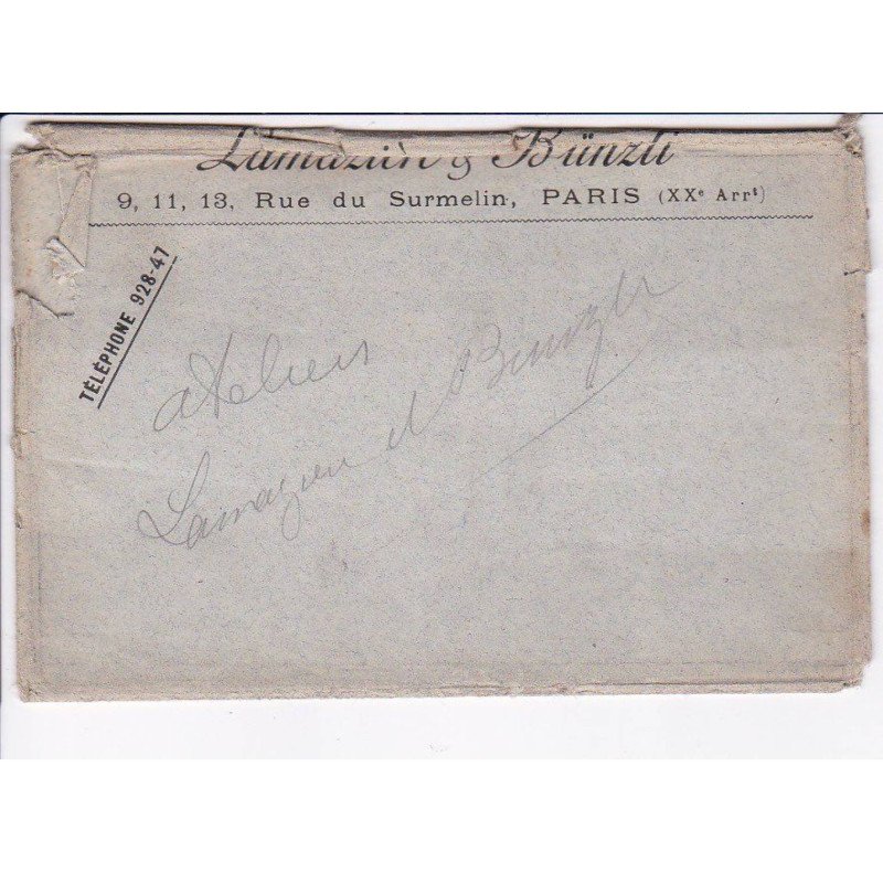 PARIS: 75020, horlogerie LAMAZIERE et BUNZLI - série de 10 CPA avec pochette (rue du Surmelin) - très bon état