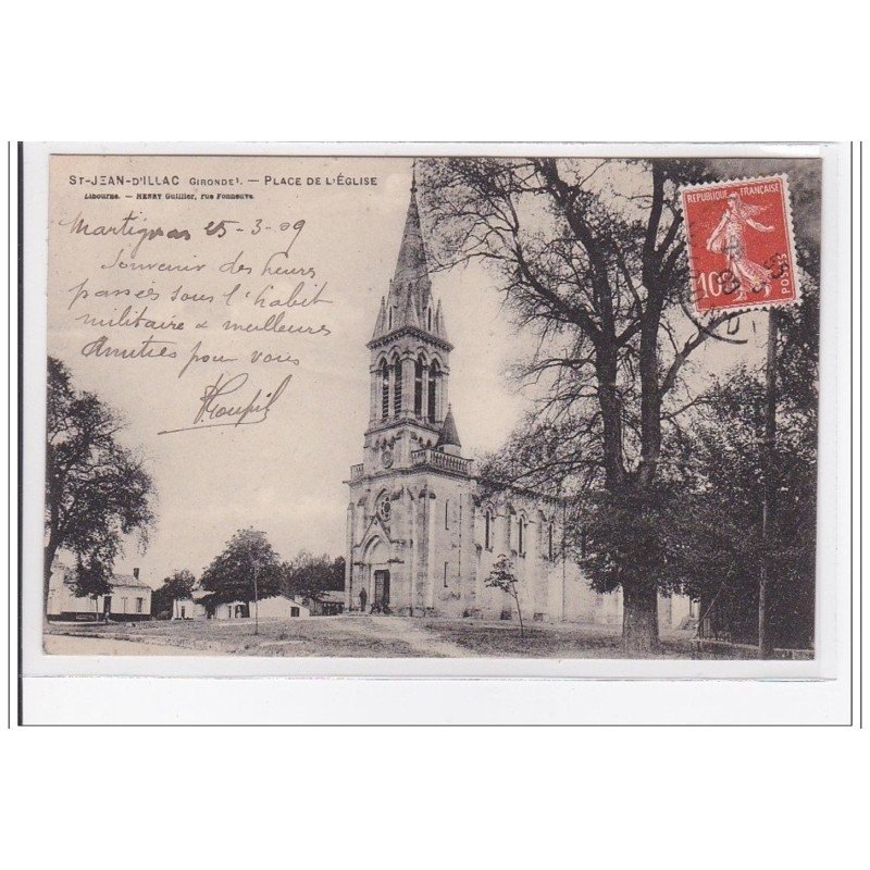 St-JEAN-D'ILLAC : place de l'eglise - tres bon etat