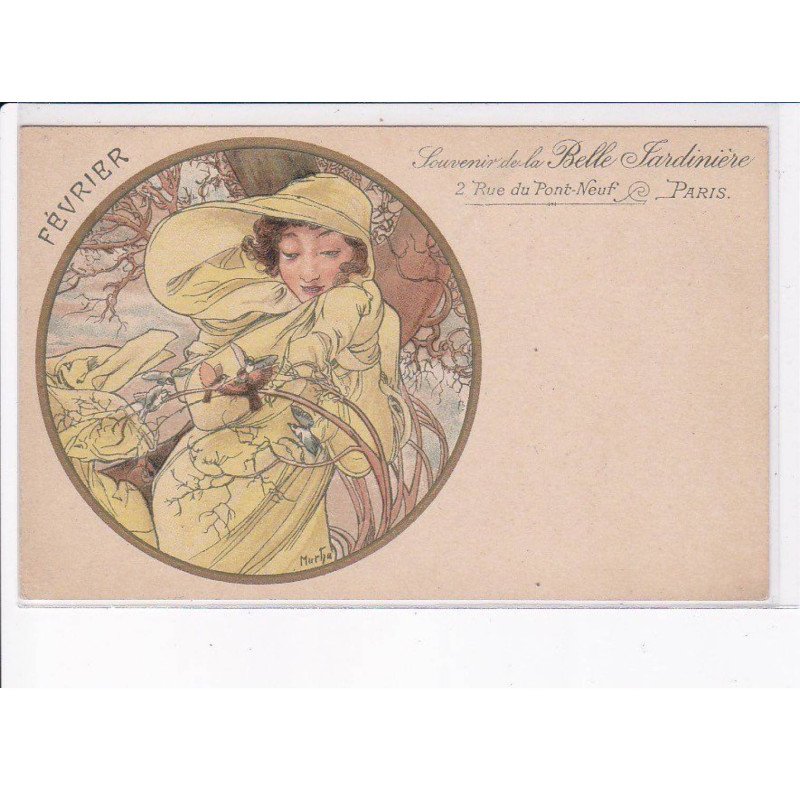 MUCHA Alphonse: souvenir de la belle jardinière, février - très bon état