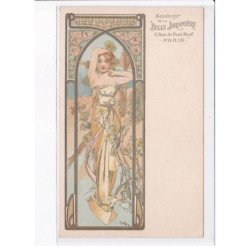 MUCHA Alphonse: Les Périodes du Jour - série de 4 CPA avec publicité "souvenir de la belle jardinière" - très bon état