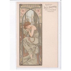 MUCHA Alphonse: Les Périodes du Jour - série de 4 CPA avec publicité "souvenir de la belle jardinière" - très bon état
