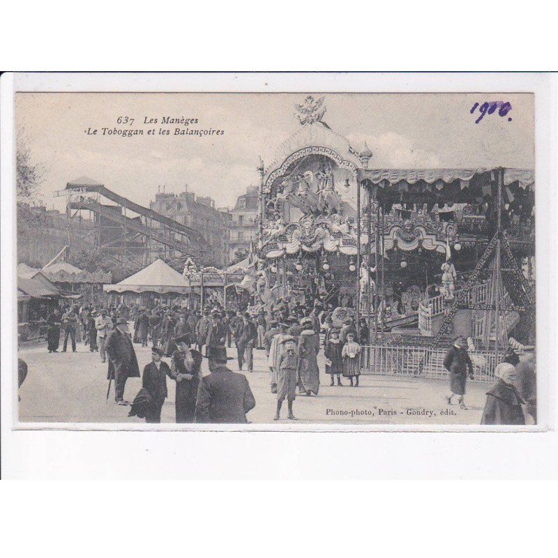 PARIS: 75012 foire aux jambon et aux pains d'épices, Gondry, manèges le toboggan et balaçoires - très bon état