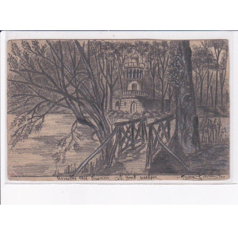 VERSAILLES: carte dessinée du Petit Trianon (chateau de Versailles) - très bon état