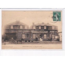 ABANCOURT: la place de la gare, hôtel broquet-davergne, restaurant - très bon état