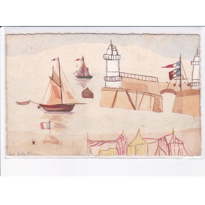 LES SABLES D'OLONNE: carte dessinée - très bon état