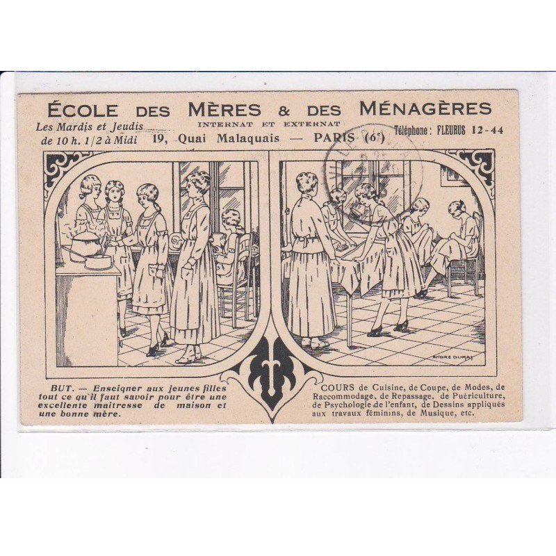 PARIS: 75006, publicité, école des mères et des ménagères - très bon état
