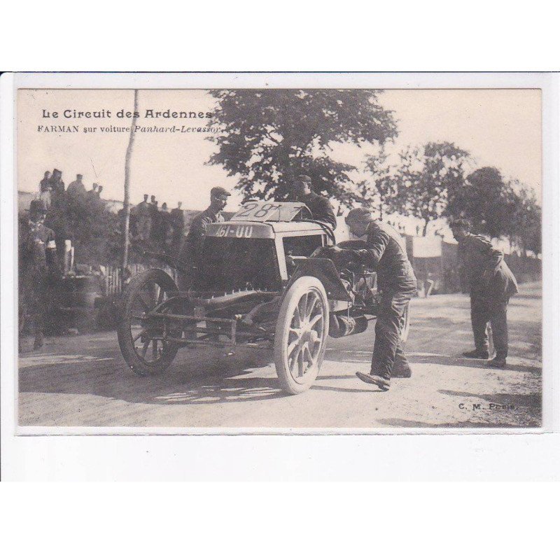 ARDENNES: le circuit des ardennes, farman sur voiture panhard-levassoy - très bon état