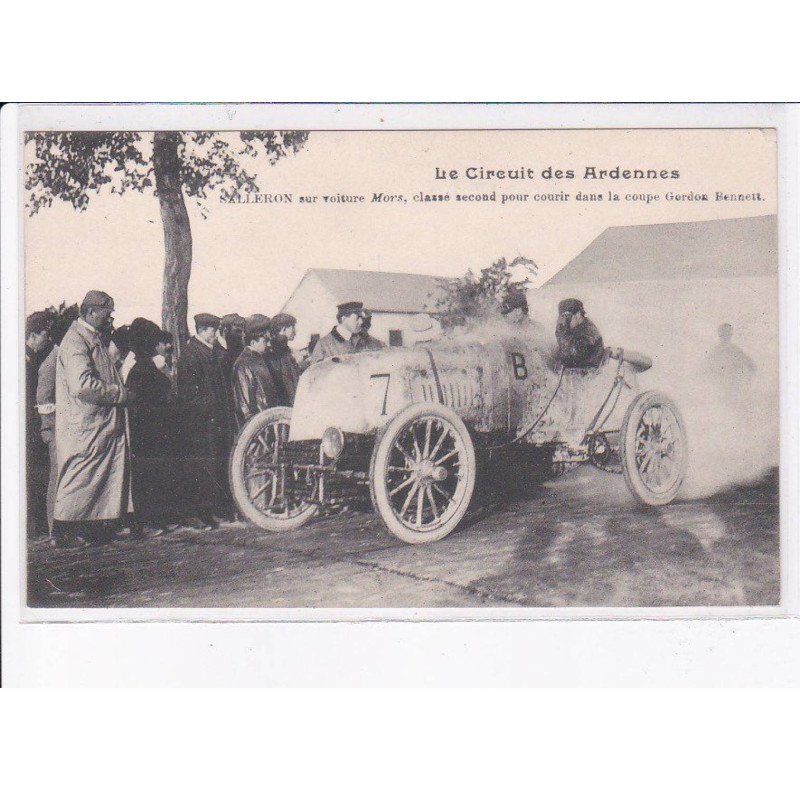 ARDENNES: le circuit des ardennes, salleron sur voiture mors, classé second pour courir - très bon état