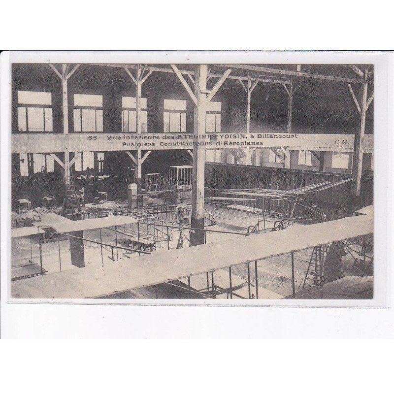 AVIATION: vue intérieure des ateliers voisin à billahcourt premiers constructeurs d'aéroplanes - très bon état