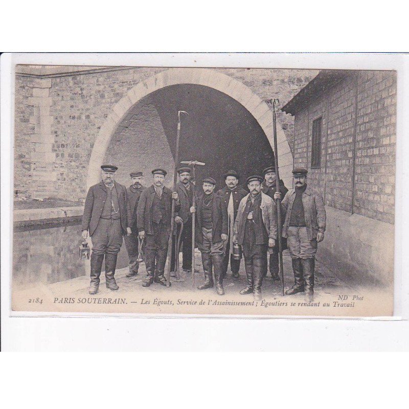 PARIS: les égouts service de l'assainissement égoutiers se rendant au travail, neurdein - très bon état
