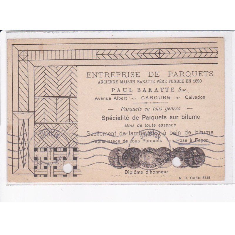CABOURG: entreprise de parquets Paul Baratte fondée en 1890, bois - état