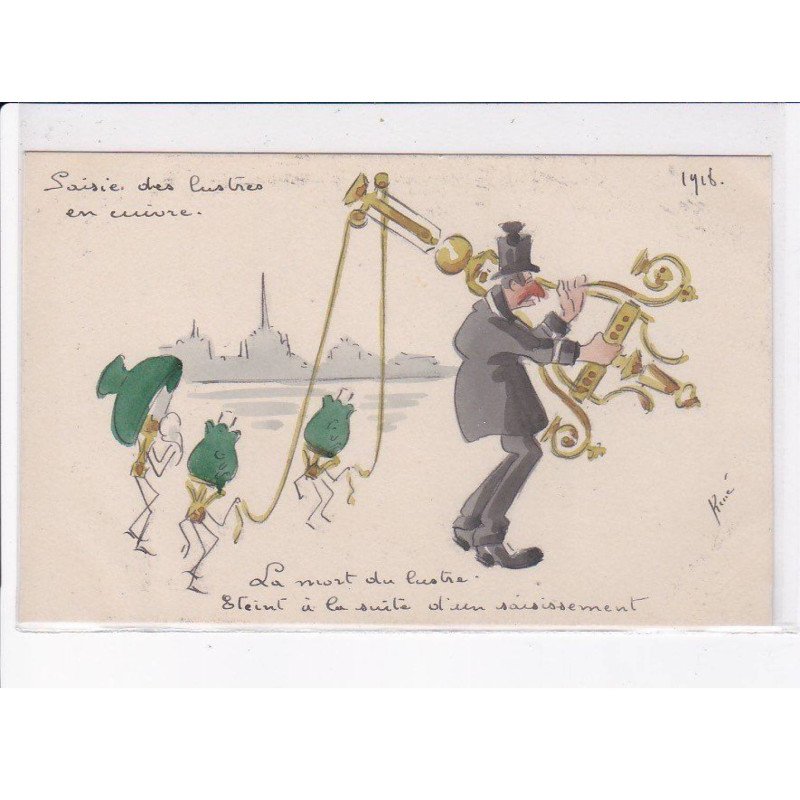 ILLUSTRATEUR: politique, saisie des lustres en cuivre - très bon état