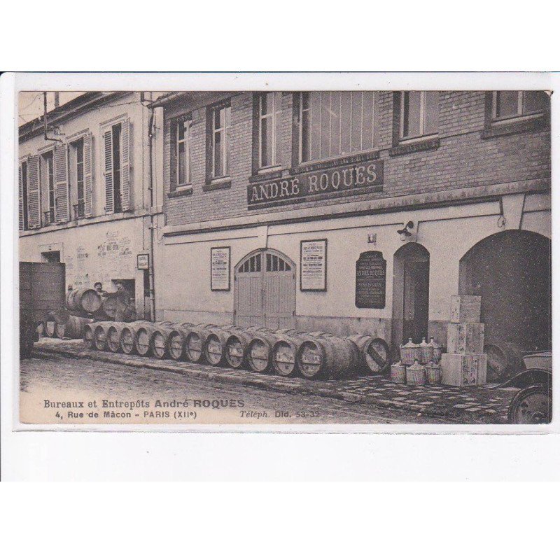 PARIS: 75012, bureaux et entrepôts André Roques, tonneaux, marchand de vins - très bon état